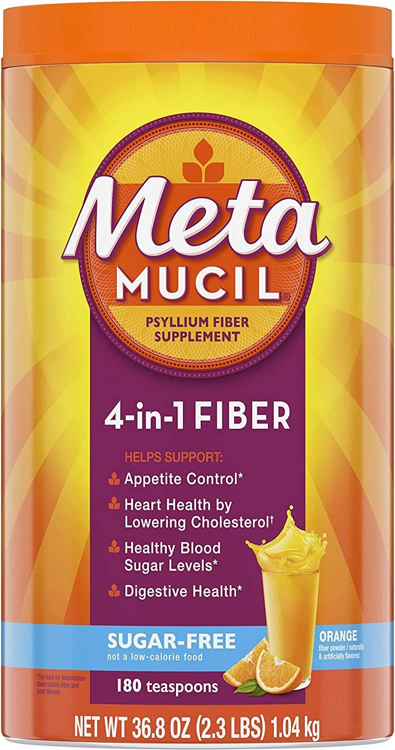 🇺🇸 Metamucil Psyllium Husk Powder Fiber Supplement Sugar-Free 4in1 Fiber for Digestive Health 130 teaspoon 26.6 OZ