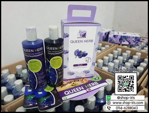 แชมพูสมุนไพรควีนเฮิร์บ แชมพูอัญชัน & ทรีทเม้นอัญชัน Queenherb