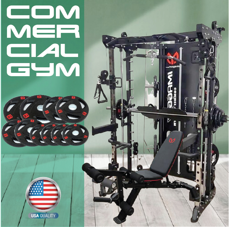 Smith Machine IMAGG 97 + ม้านั่ง819A + แผ่นน้ำหนัก50kg, สมิทแมชชีน