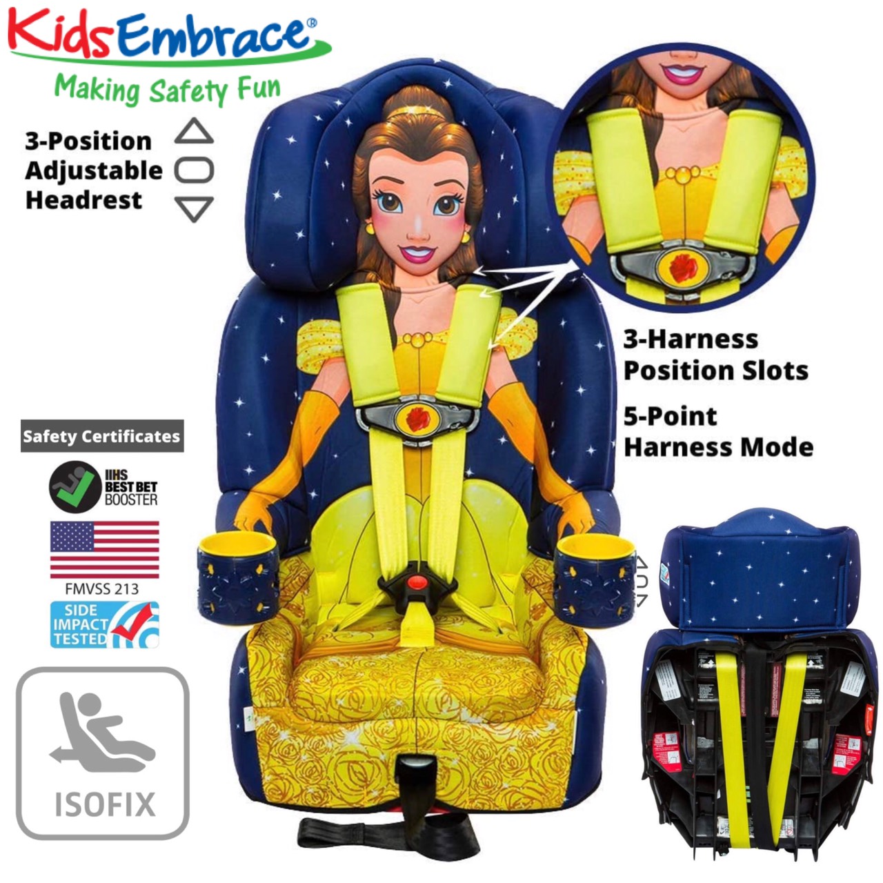 คาร์ซีทสำหรับเด็กโต ลายเจ้าหญิงเบลล์ ใช้ได้ตั้งแต่ 2 ขวบถึง 8 ขวบ KidsEmbrace Disney Belle Combination Harness Booster Car Seat ราคา 14,500 บาท