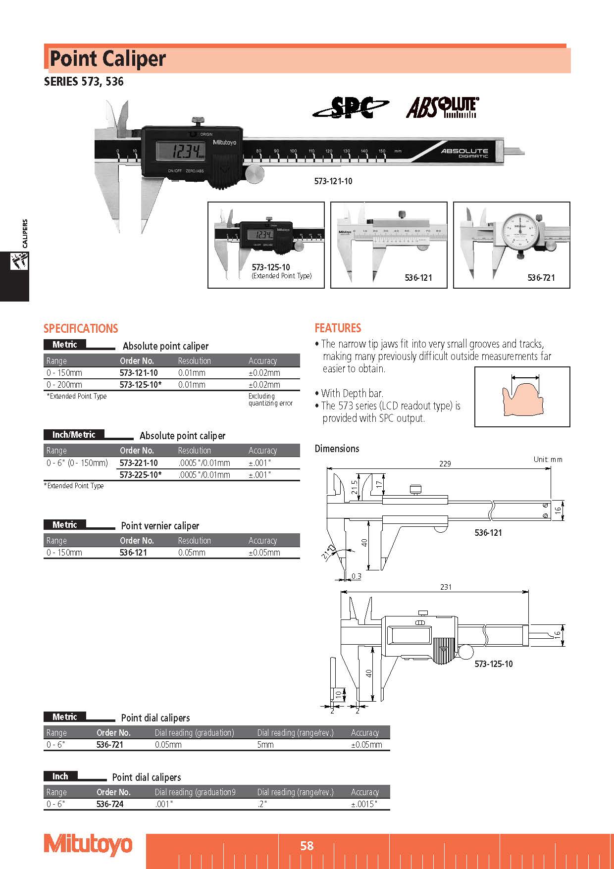 Point Caliper SERIES 573, 536