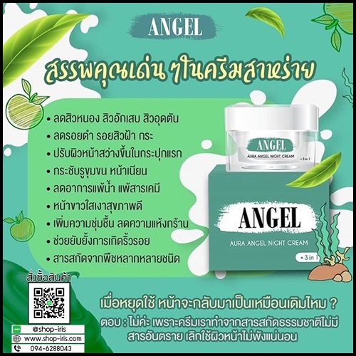 ออร่าแองเจิลไนท์ครีม Angel Aura Angel Night Cream ครีมสาหร่ายหน้าใสลดสิว