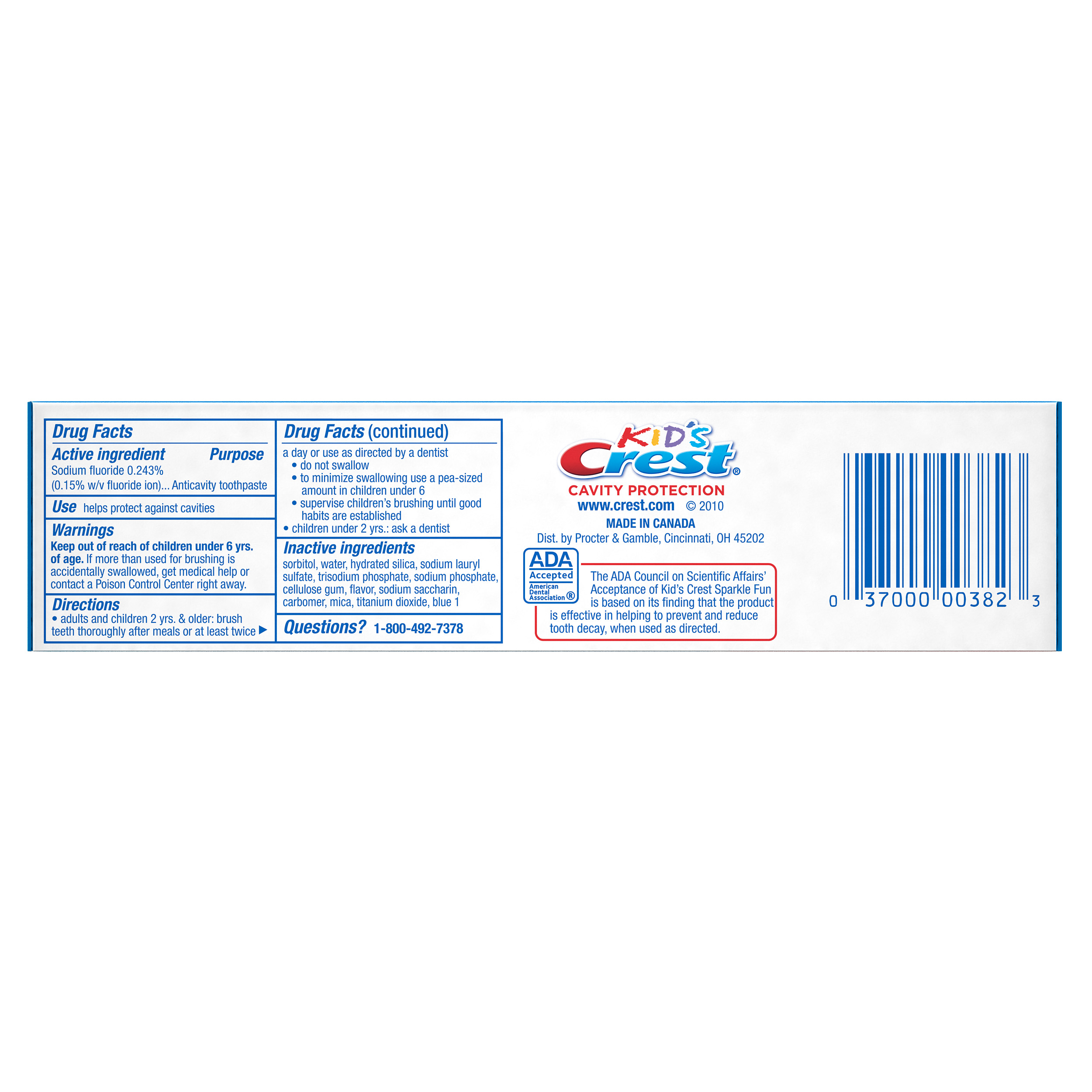 ยาสีฟันเด็ก Crest Kid's Crest, Fluoride Anticavity Toothpaste, Sparkle Fun Flavor, 4.6 Ounce Tubes ราคา 135 บาท