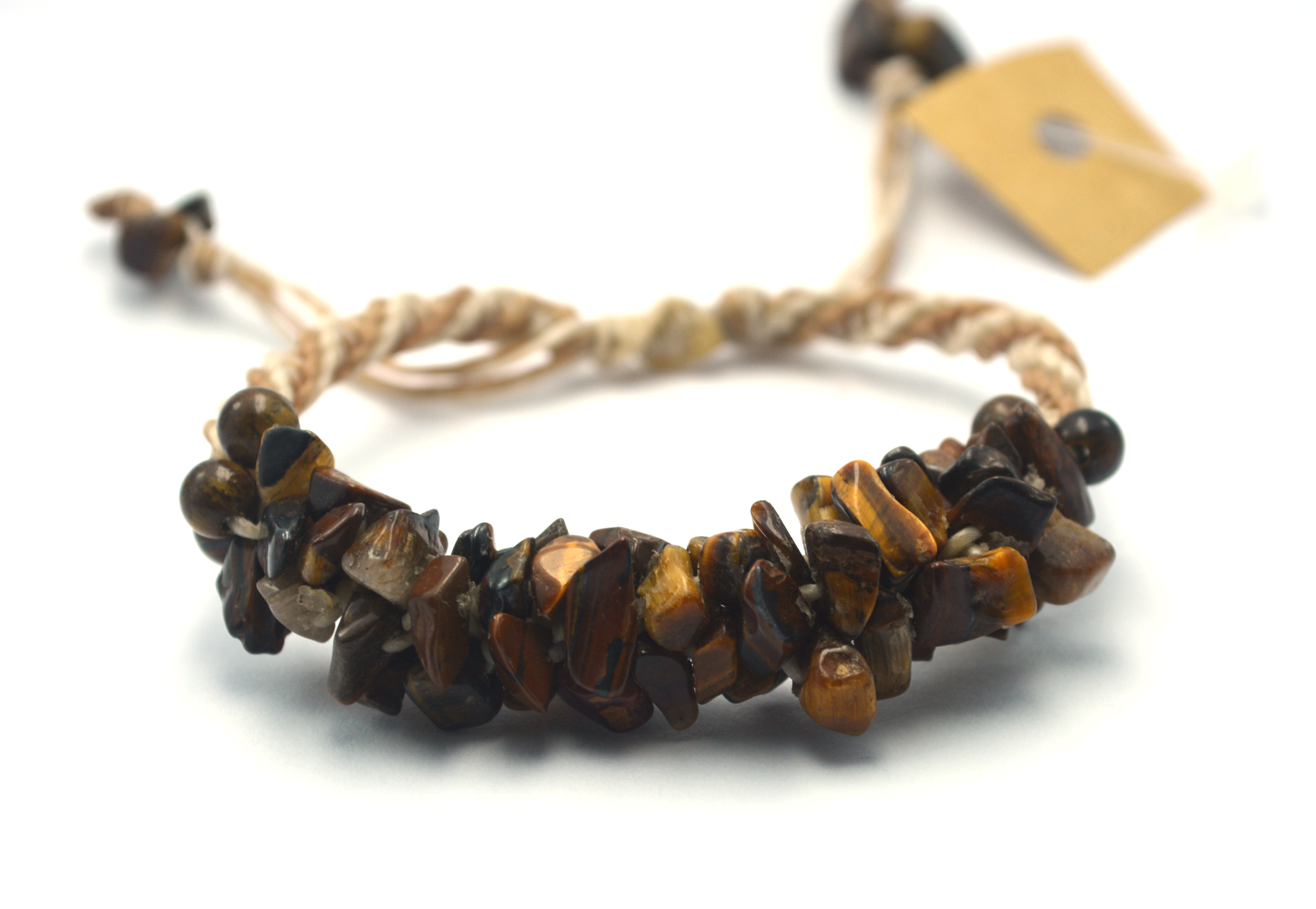 กำไลเชือกถักหินค้อยส์สีน้ำตาลอย่างดี