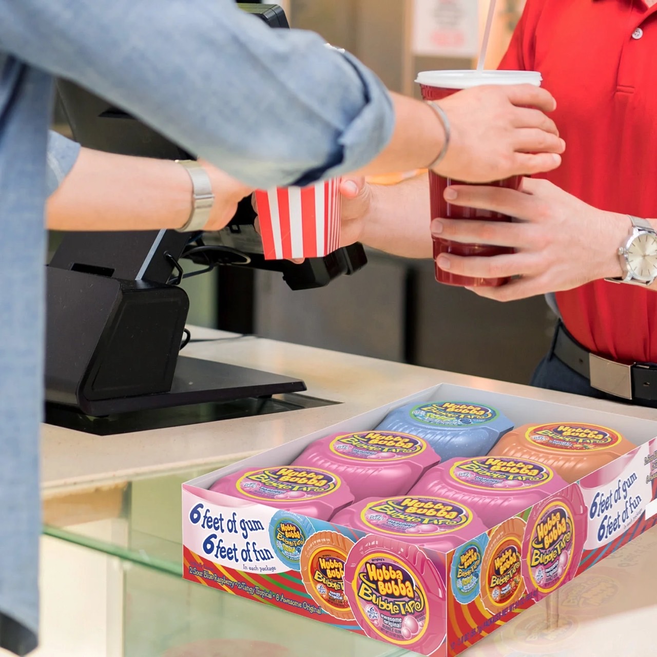 NEWเคี้ยวสนุกเคี้ยวเพลิน🫧 ร้านนำเข้าเองจาก🇺🇸 Hubba Bubba Bubble Tape หมากฝรั่งตลับเทป 3 รสชาติแบ่งขายของแท้ 100% ราคา 150 บาท/ชิ้น