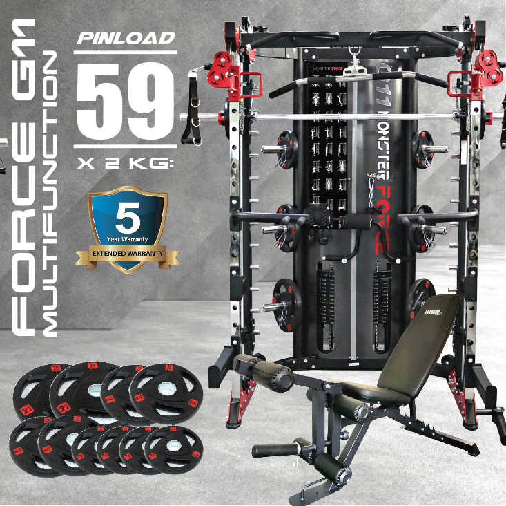 Set Promotion สมิทแมชชีน มอนสเตอร์ฟอส G11 (New Design) , Smith Machine Monster Force G11 + ม้านั่ง Iron 202 Commercial
