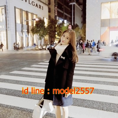 CW6109001 เสื้อโค้ทเกาหลีตัวยาวผ้าผสมขนสัตว์ฤดูหนาวสีดำและน้ำตาลอ่อนปกสูท ดำ น้ำตาลอ่อน S M L XL CW6109001 ตัว