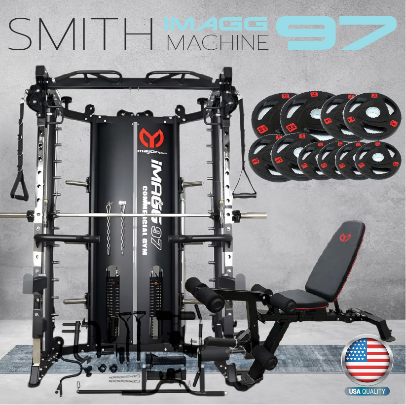 Smith Machine IMAGG 97 + ม้านั่ง819A + แผ่นน้ำหนัก50kg, สมิทแมชชีน