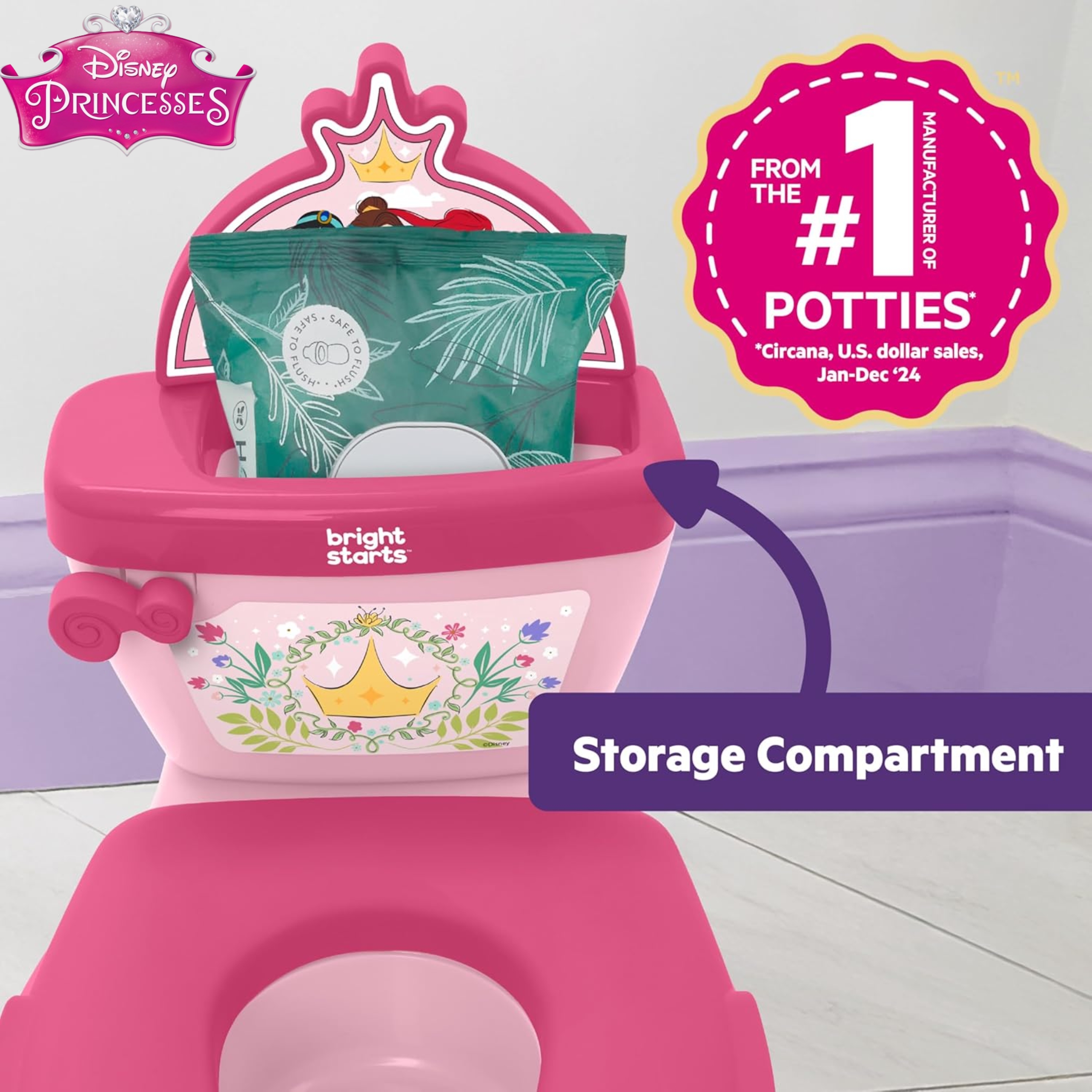 นำเข้า 🇺🇸 โถสุขภัณฑ์ 💖🚽 ให้เจ้าหญิง Disney ช่วยลูกสาวคุณ Bright Starts Disney Princess My Size Potty ปลอดภัย ถูกสุขลักษณะ จำลองไซส์หนูสุดน่ารัก