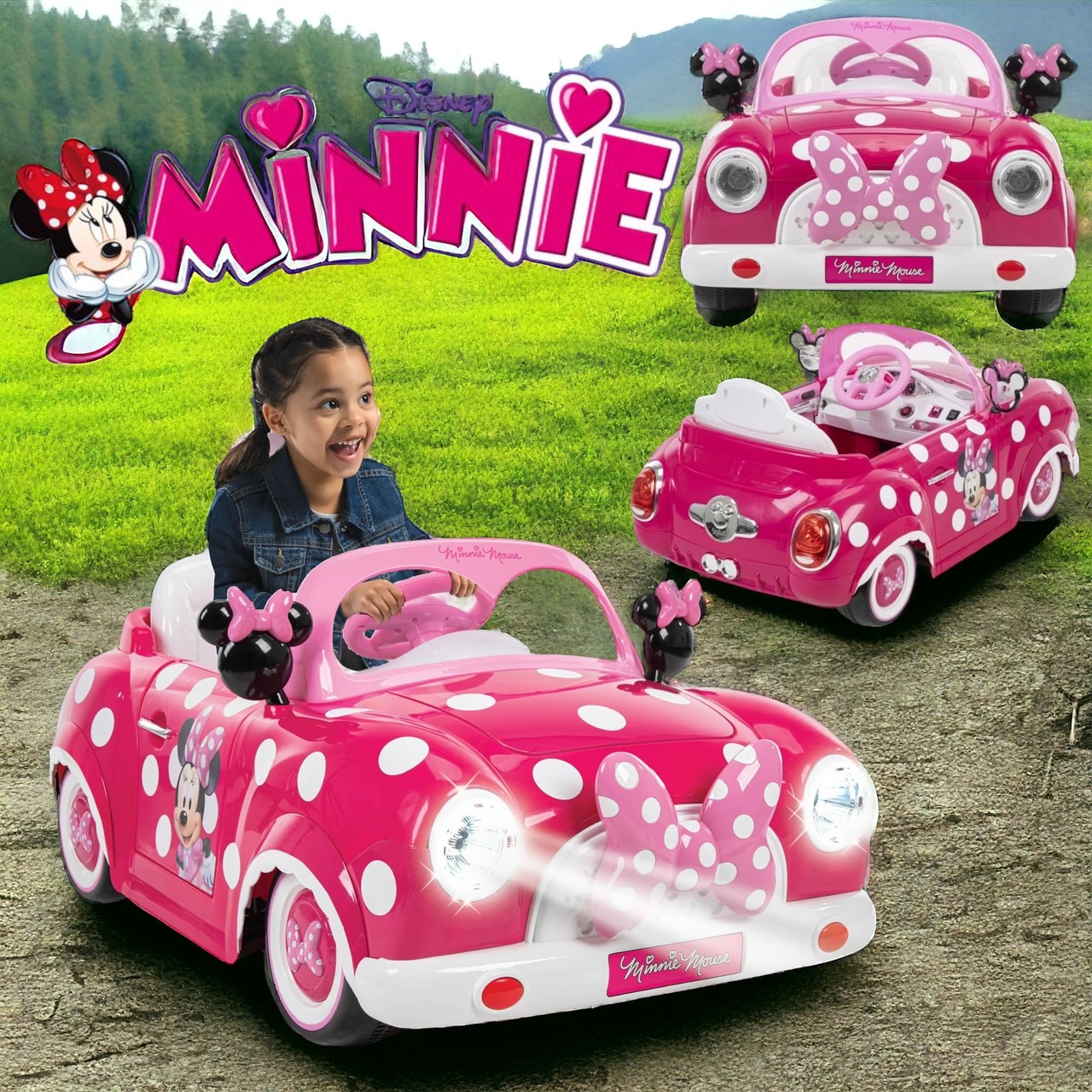นำเข้า🇺🇸 รถแบตมินนี่เมาส์คันใหญ่ Disney Minnie Mouse Convertible Car 6 Volts Electric Ride-on, for Children Ages 3+ years, by Huffy ราคา 12,900 บาท