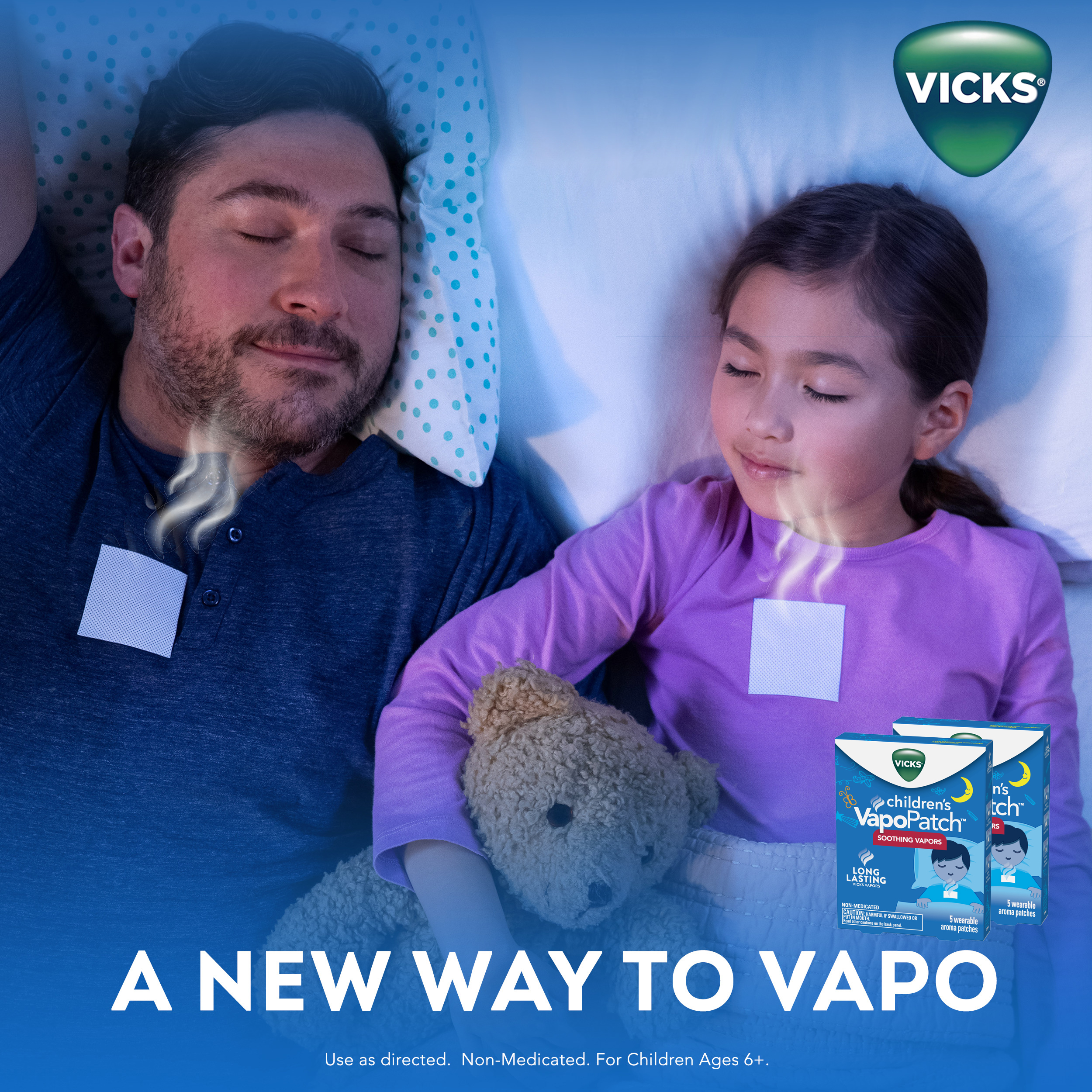 แผ่นแปะวิคส์ Vicks Children's VapoPatch Long Lasting Soothing Vicks Vapors