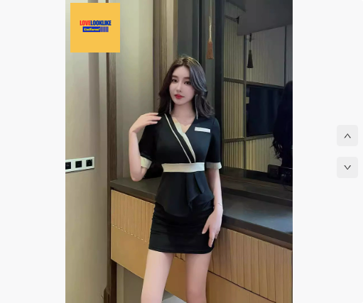 ชุดพนักงานนวดสปา ชุดพนักงานเสริมสวย ชุดทำงาน ชุดกระโปรงความงาม ดำ S-3XL S6809001 ชุด