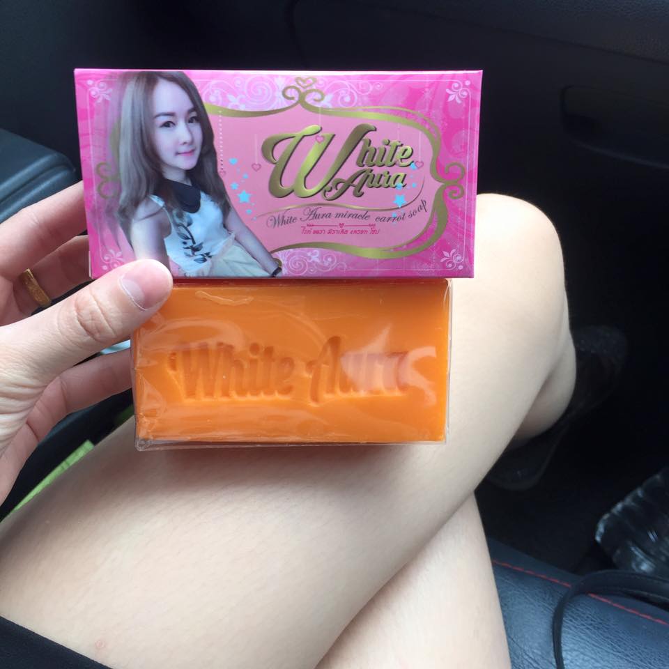 สบู่ไวท์ออร่า สารสกัดจากแครอทแท้ (White aura miracle carrot soap) แพ็คเกตใหม่