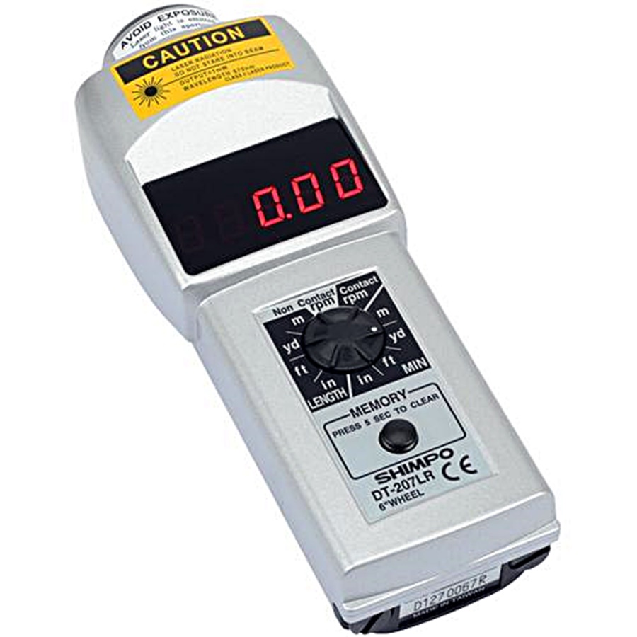 NidecShimpo รุ่นDT-207LR-12เครื่องวัดความเร็วรอบแบบสัมผัสและไม่สัมผัส,Contact&Non-Contact Digital Tachometer,w/LED.Display,12"Cir/Wheel