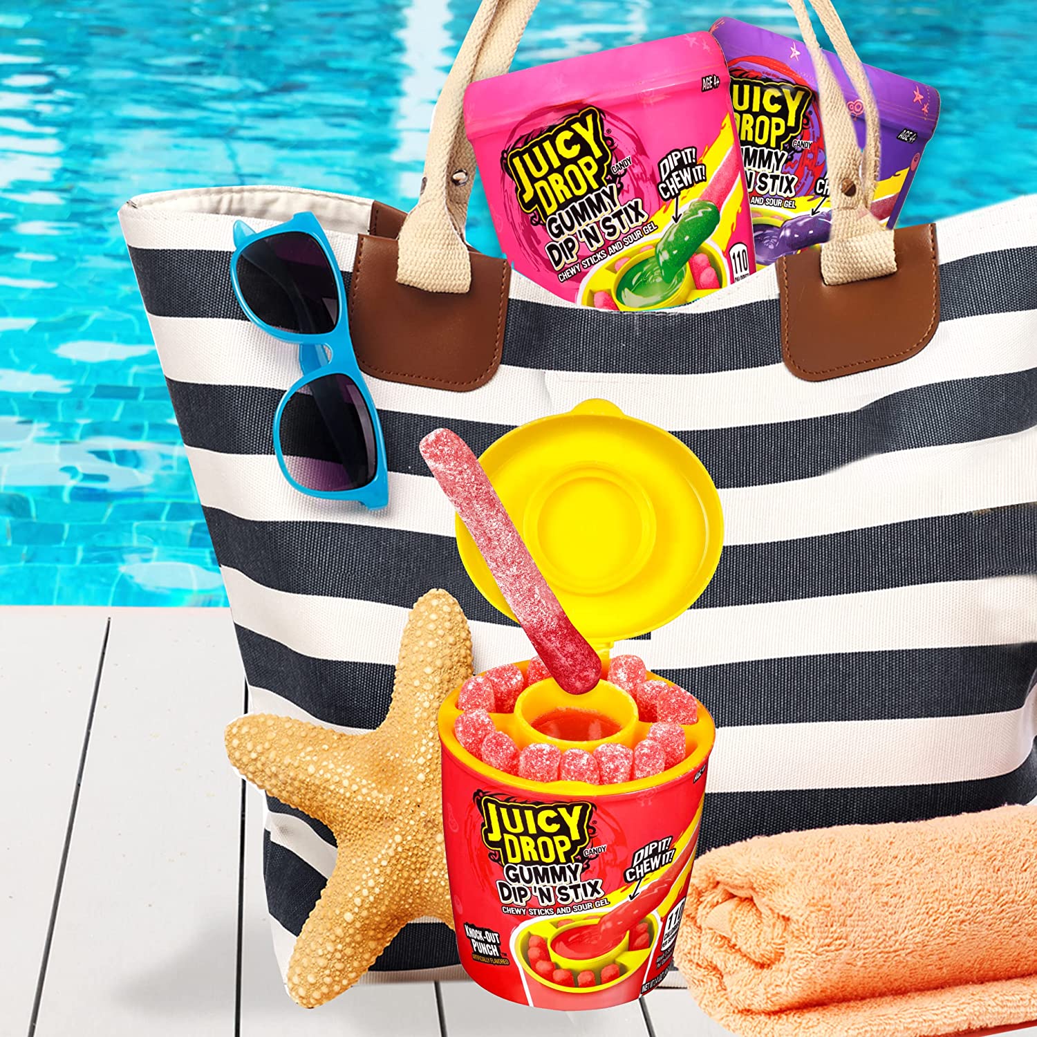 ขนมนำเข้าUSA(new) Juicy Drop Gummy Dip 'N Stix, Sweet Gummy Sticks ราคา 370 บาท