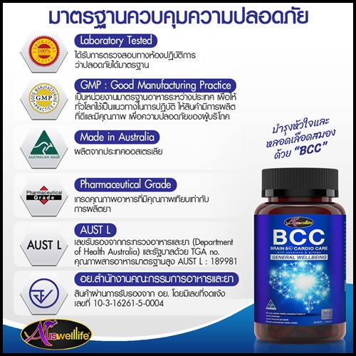 ออสเวลไลฟ์ บีซีซี บำรุงสมองและหัวใจ Auswelllife BCC