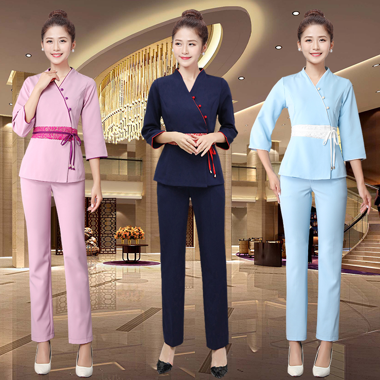 ชุดพนักงานนวดสปา ชุดพนักงานเสริมสวย ชุดทำงาน ชุดสูท สีภาพ S-3XL S6208006 ชุด