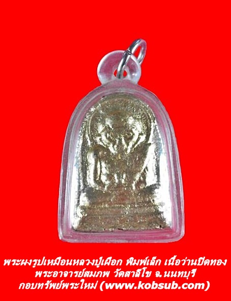 พระผงรูปเหมือนหลวงปู่เผือก พิมพ์เล็ก เนื้อว่านปิดทอง พระอาจารย์สมภพ วัดสาลีโข