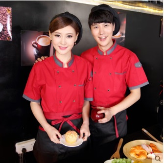 C6203019 เสื้อเชฟ เสื้อพ่อครัว เสื้อแม่ครัว เสื้อพนักงานทำอาหาร เสื้อกุ๊ก สีขาว ดำ แดง M-3XL C6203019 เสื้อตัวเดียว