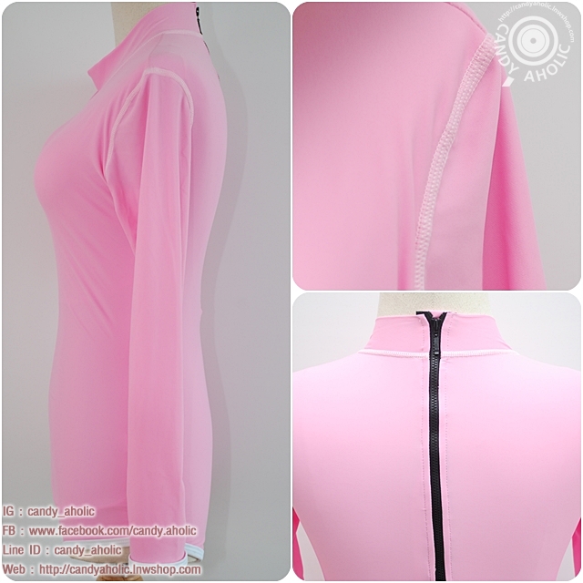 (freesize) ชุดว่ายน้ำแขนยาว วันพีช สีชมพู คุณสมบัติกันแดดและUV ปกป้องผิว