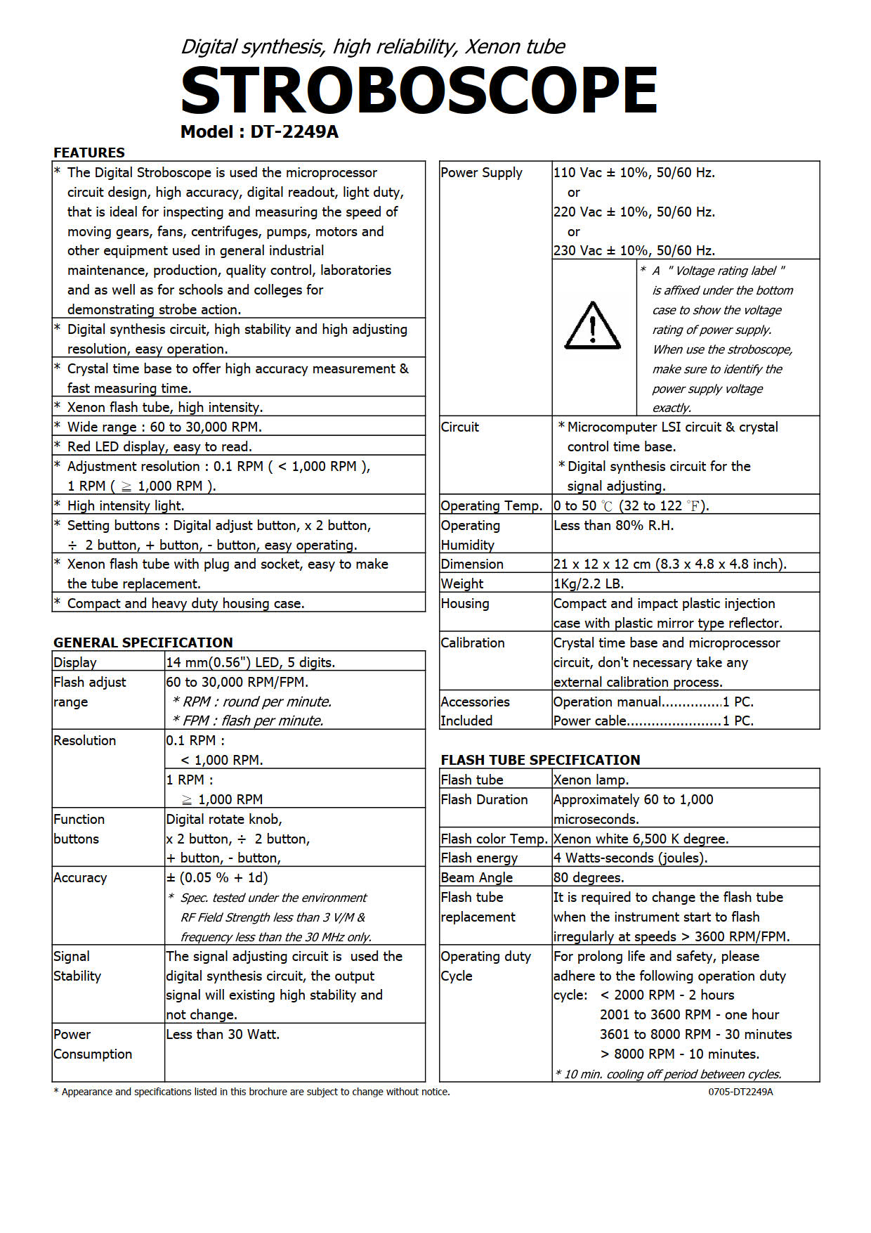Lutron รุ่น DT-2249A เครื่องวัดความเร็วรอบแบบไม่สัมผัส/Lutron DT-2249A digital non-contact stroboscope tachometer