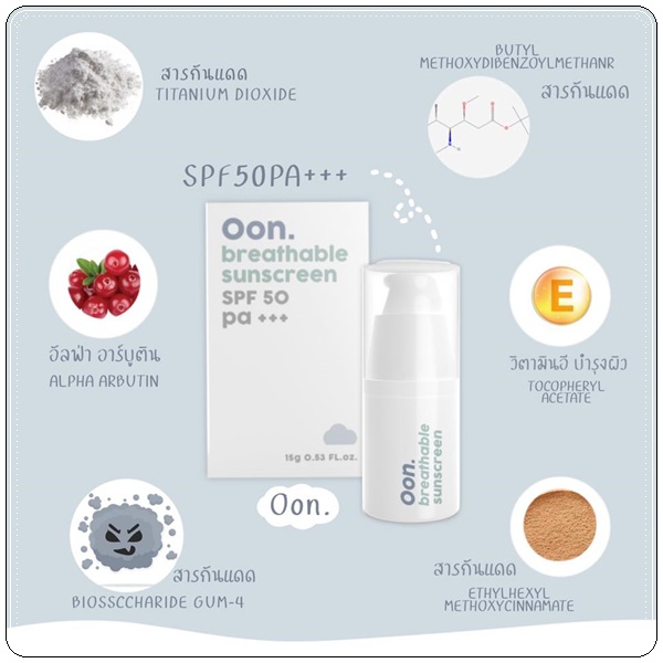 กันแดดอุ่น OON Breathable Sunscreen กันแดดนิมม์ แพ็คเกตใหม่
