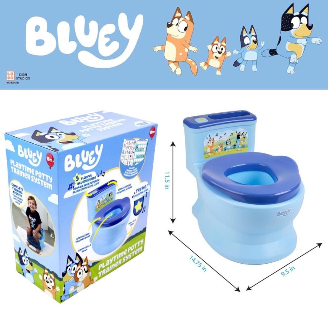 🚽 “ฝึกเข้าห้องน้ำสนุกๆ กับ Bluey Playtime Floor Potty Trainer นำเข้า 🇺🇸 พร้อมเสียงเชียร์ ช่วยให้หนูน้อยมั่นใจทุกก้าว ราคา 2,590 บาท 🧻