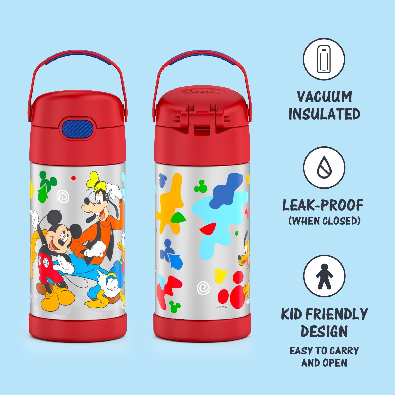 THERMOS FUNTAINER 12 Ounce Stainless Steel Vacuum Insulated Kids Straw Bottle, Mickey Mouse ราคา : 990 บาท