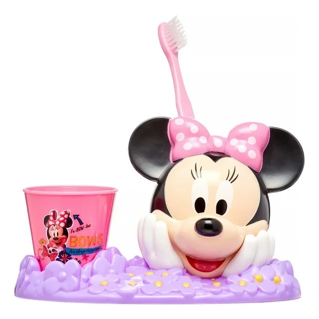 นำเข้า 🇺🇸 เซ็ทแปรงสีฟัน-มินนี่เมาส์Disney Junior Minnie 3-Piece Stylin? Smile Toothbrush and Holder Set , ราคา 690 บาท