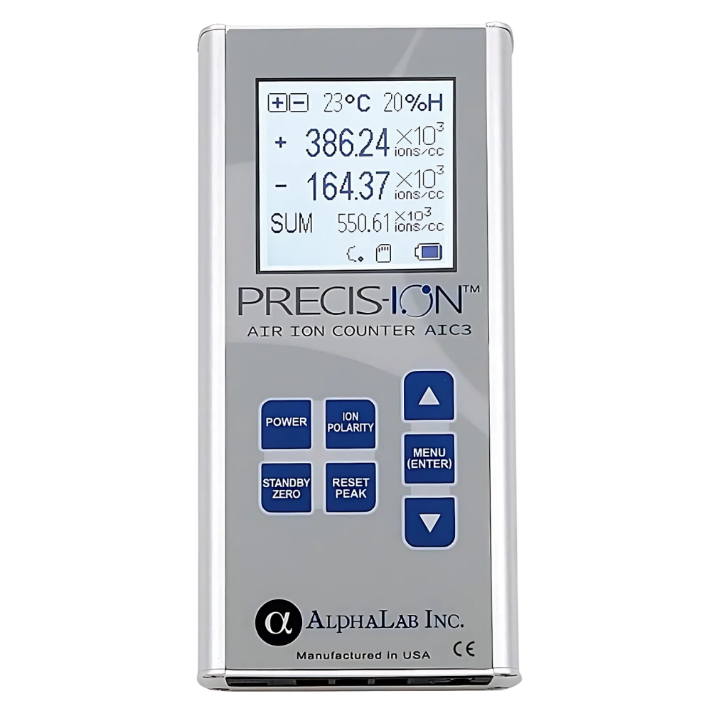 AlphaLab รหัส AIC3Pro เครื่องวัดปริมาณการปล่อยประจุไออนสำหรับมืออาชีพ,Precis-Ion air ion counter for professionals