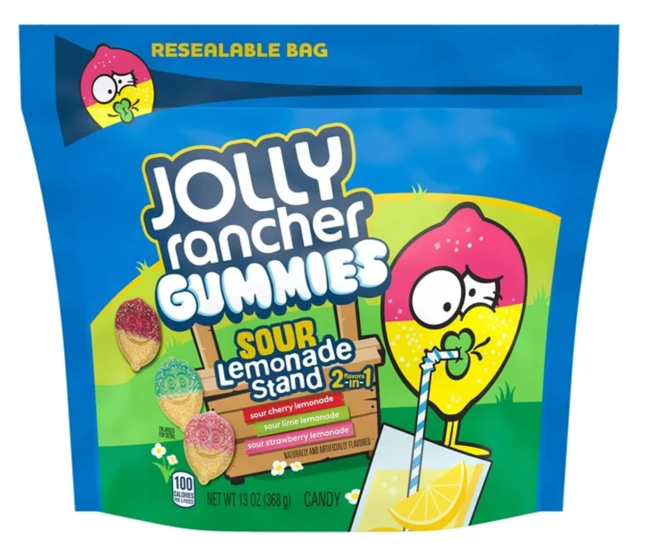 Newww ‼กัมมี่รสเปรี้ยวแสนอร่อย นำเข้าเองจาก🇺🇸 ของแท้ 💯 Jolly Gummies Lemonade Stand Sours Gummies - กัมมี่ยอดฮิตรสเลม่อน เปรี้ยวหวาน ถุง 13 ออนซ์ ราคา 450 บาท / ถุง