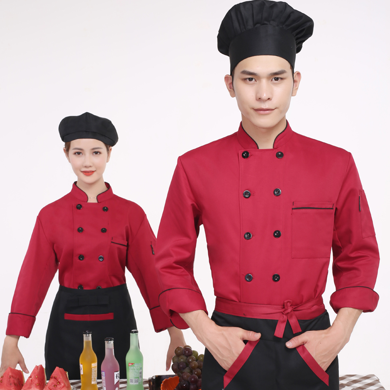 C6204001 เสื้อเชฟ เสื้อพ่อครัว เสื้อแม่ครัว เสื้อพนักงานทำอาหาร เสื้อกุ๊ก สีขาว ดำ แดง ม่วง M-3XL C6204001 เสื้อตัวเดียว