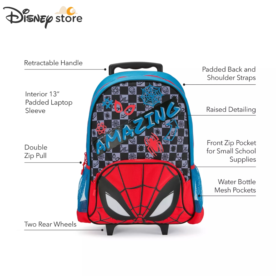 พร้อมส่งที่ไทย นำเข้า 🇺🇸 🦸♂️ Spider-Man Rolling Backpack -กระเป๋าเป้ล้อลากสไปเดอร์แมนลิขสิทธิ์แท้ Disney Store