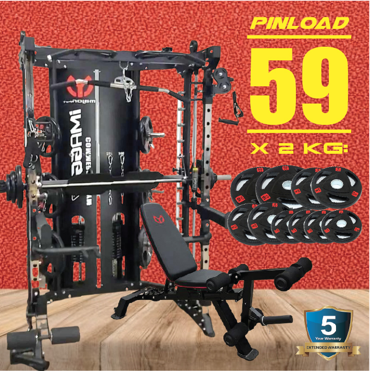 Smith Machine IMAGG 97 + ม้านั่ง819A + แผ่นน้ำหนัก50kg, สมิทแมชชีน