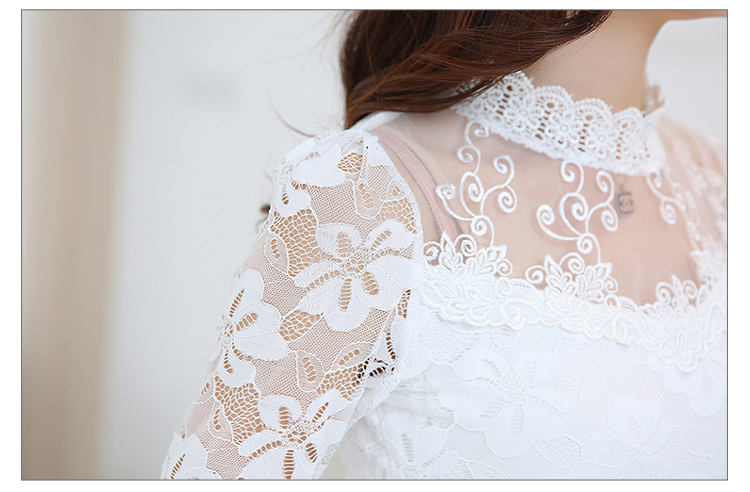 RP5911002 เสื้อลูกไม้เกาหลีสวยหวาน คอเต่าแขนยาว (พรีออเดอร์) RP5911002 ตัว