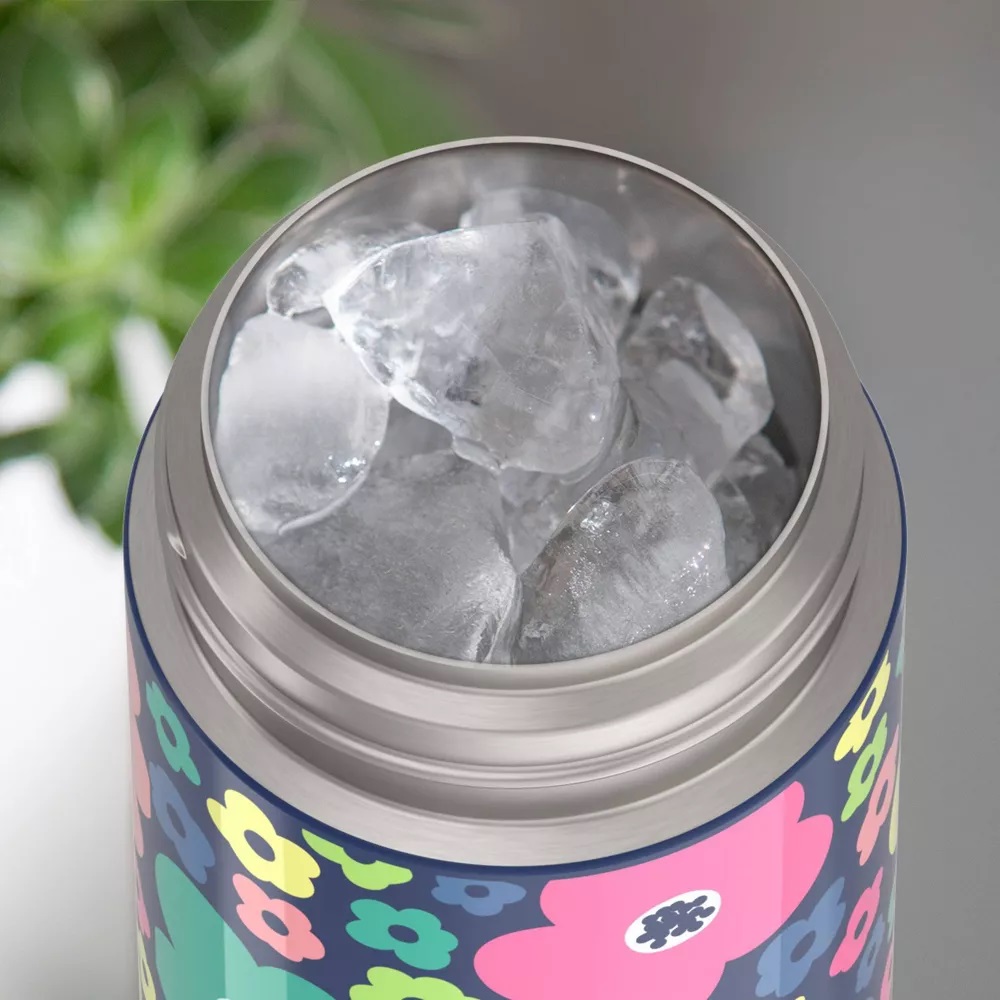 กระติกดูดน้ำแตนเลสหุ้มฉนวนสุญญากาศยี่ห้อ Thermos ของแท้ขนาด 12 ออนซ์ ลาย Mod Flowers ราคา 990 - บาท