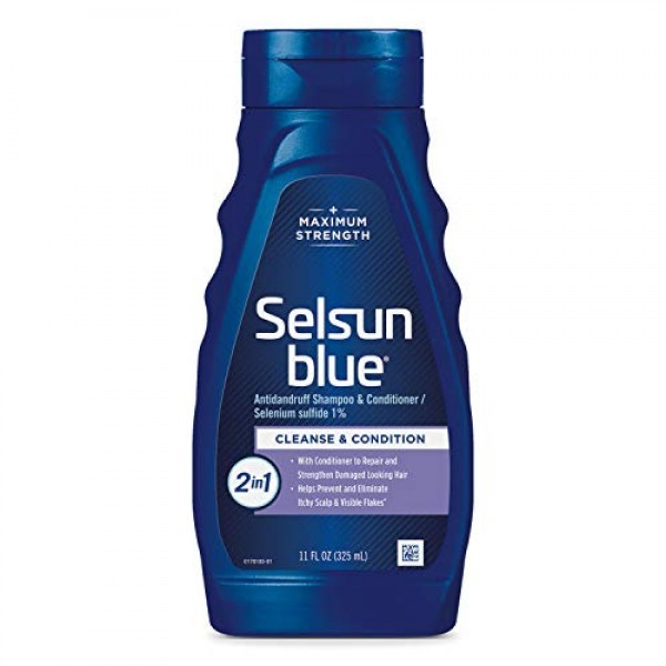 นำเข้า USA Selsun Blue Medicated Dandruff and seborrheic dermatitis แชมพู/คอนดิชั่นเนอร์ 2-in-1 Treatment, 11 Fl Oz