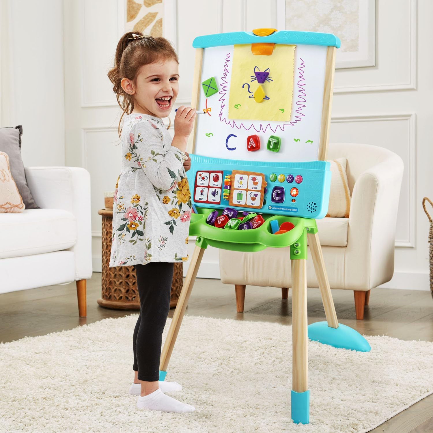 🖍 กระดานLeapFrogมาใหม่ล่าสุด💥 นำเข้า🇺🇸 LeapFrog Interactive Learning Easel with Magnetic Chalkboard and Whiteboard for Kids แบบไวท์บอร์ดแม่เหล็กและกระดานดำสำหรับการเรียนรู้แบบโต้ตอบ สำหรับเด็กอายุ 3-5 ปี ราคา 3,490 บาท