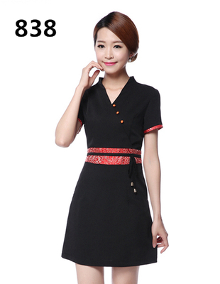 ชุดพนักงานนวดสปา ชุดพนักงานเสริมสวย ชุดทำงาน ชุดสูท แขนสั้น S6011006 ชุด
