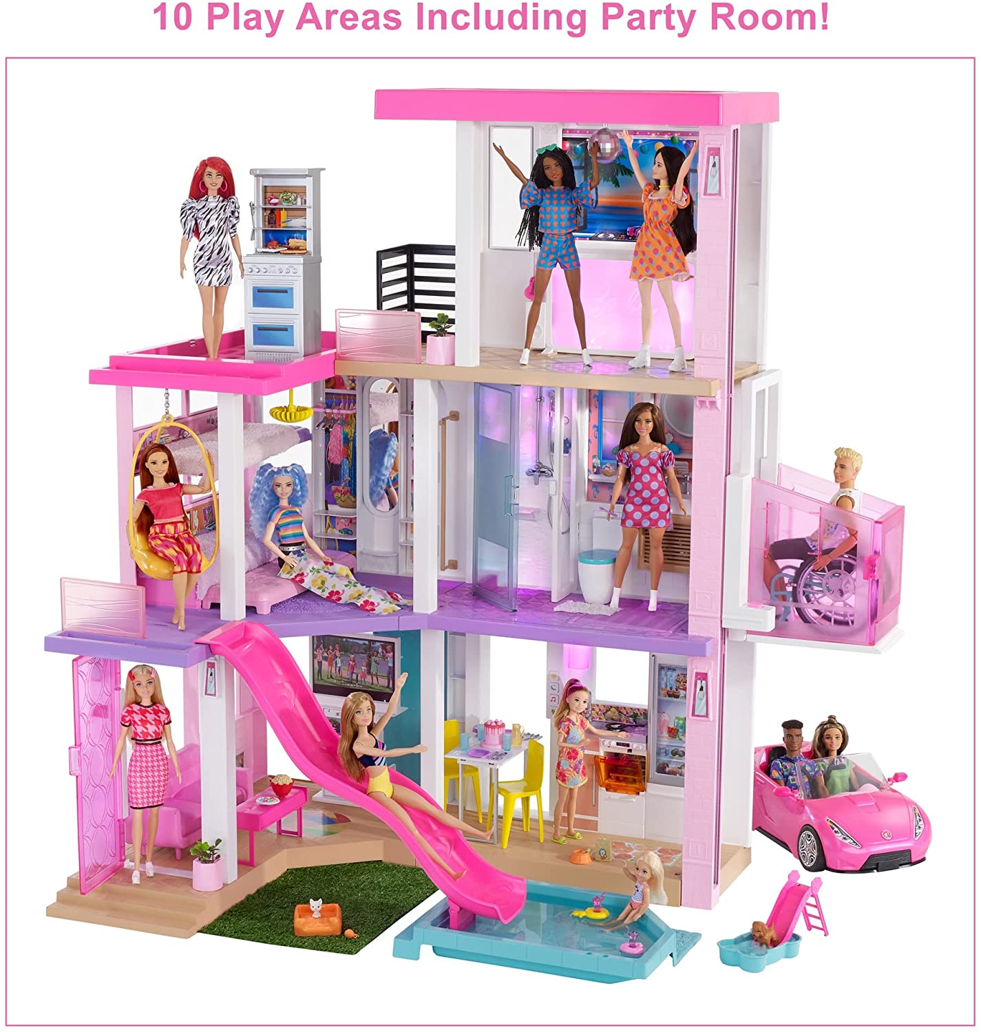 บาร์บี้ บ้าน พร้อมสระว่ายน้ำ สไลด์ ลิฟต์ และระบบแสงสีเสียง Barbie® New DreamHouse® Dollhouse with Pool, Slide, Elevator, Lights & Sounds ราคา 12900 - บาท