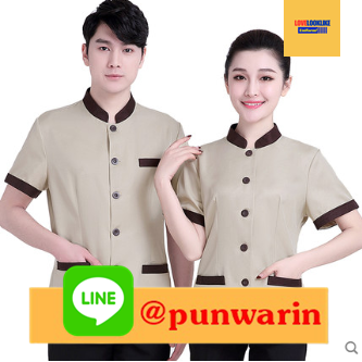 ชุดพนักงานทำความสะอาดแขนสั้นโรงแรม รีสอร์ทร้านอาหาร ฟ้า น้ำตาล แดง L-4XL D6209007 ตัว
