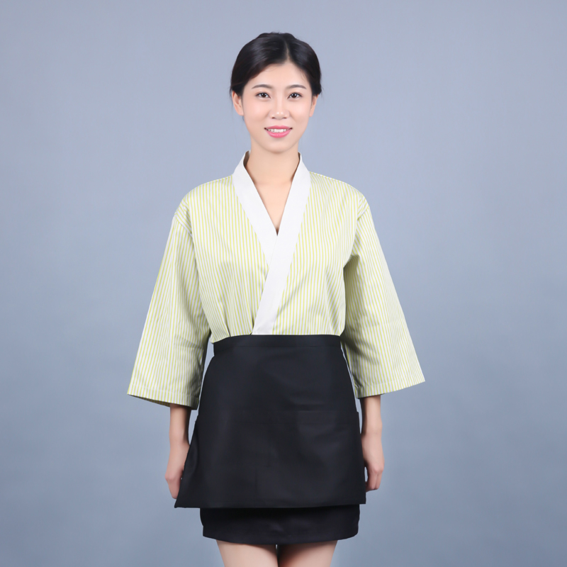 G6203008 เสื้อพนักงานร้านอาหารญี่ปุ่น เกาหลี เสื้อกิโมโน ร้านอาหารญี่ปุ่น สีภาพ S M L XL 2XL G6203008 เสื้อตัวเดียว