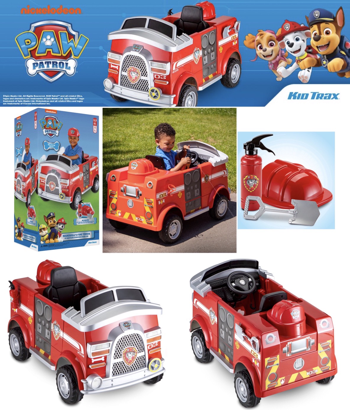 รถดับเพลิง มาแชล พาวพาโทร ลิขสิทธิ์แท้นำเข้าจากอเมริกา Nickelodeon's PAW Patrol: Marshall Rescue Fire Truck, Ride-On Toy by Kid Trax