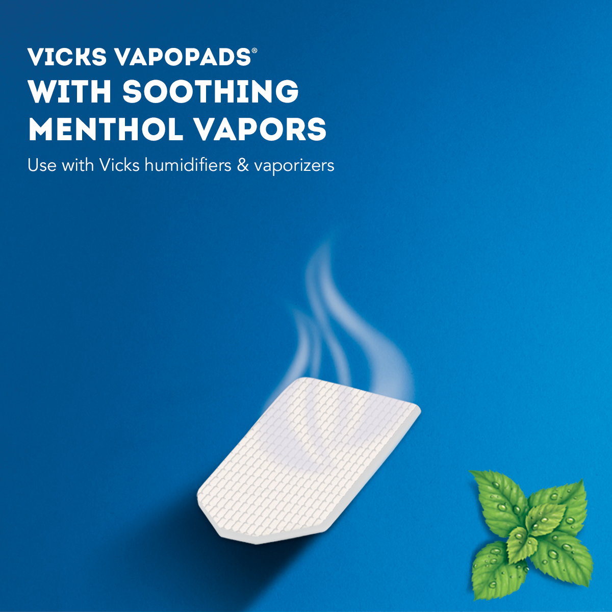 Vicks Soothing Menthol VapoPads, 12-Pack แผ่น refill สำหรับใส่เครื่อง วิคส์ แกลลอน หรือเครื่อง Vicks Waterless และ Vaposteam