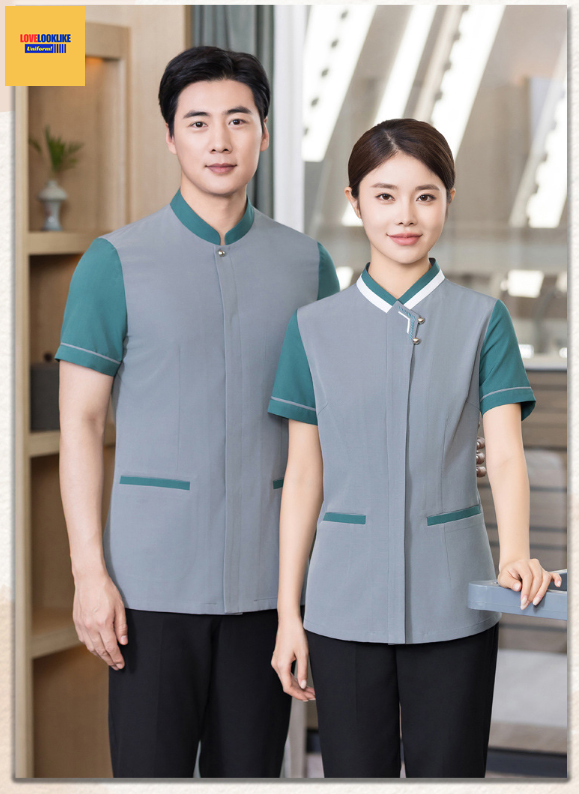 เสื้อพนักงานทำความสะอาด เสื้อแม่บ้าน เสื้อแม่บ้านโรงแรมรีสอร์ท เขียว น้ำตาล ฟ้า L-6XL D6807002 ตัว