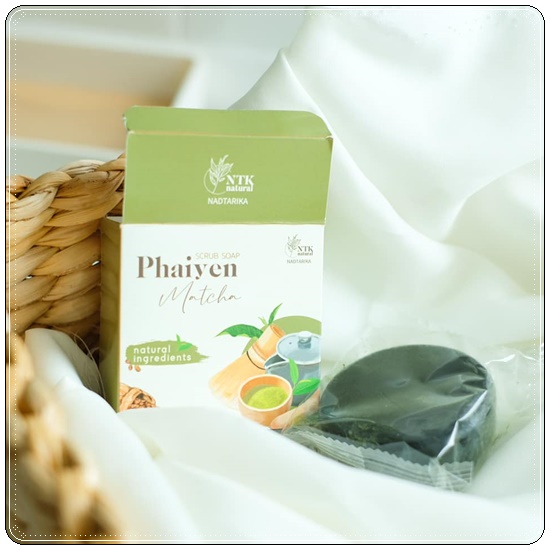 สครับกาแฟชาเขียว Phaiyen Scrub Soap Matcha สบู่ไพรเย็นมัทฉะสครับ