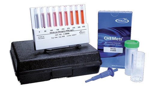 CHEMets รหัสสินค้าK-6909Bชุดทดสอบคุณภาพน้ำค่าไนไทรต์,Nitrate Test Kit Visual Kit,Meas.range:0～675ppm