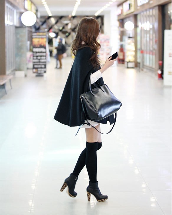 CW5712001 เสื้อโค้ท ผ้าผสมขนสัตว์ กึ่งผ้าคลุมไหล่ อบอุ่นมาก สไตร์เกาหลี CW5712001 ตัว