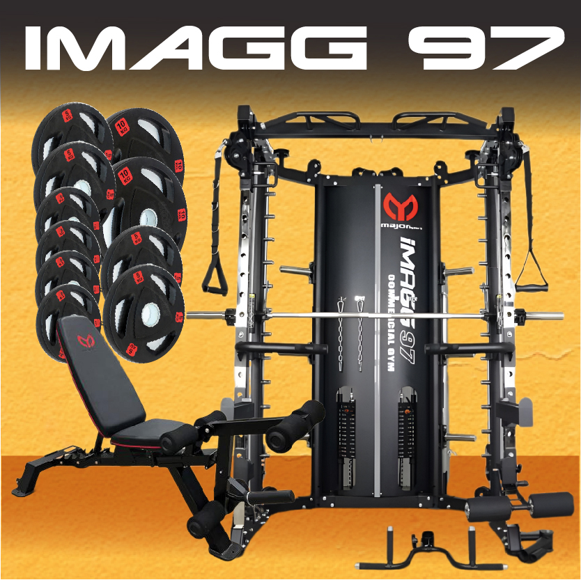 Smith Machine IMAGG 97 + ม้านั่ง819A + แผ่นน้ำหนัก50kg, สมิทแมชชีน