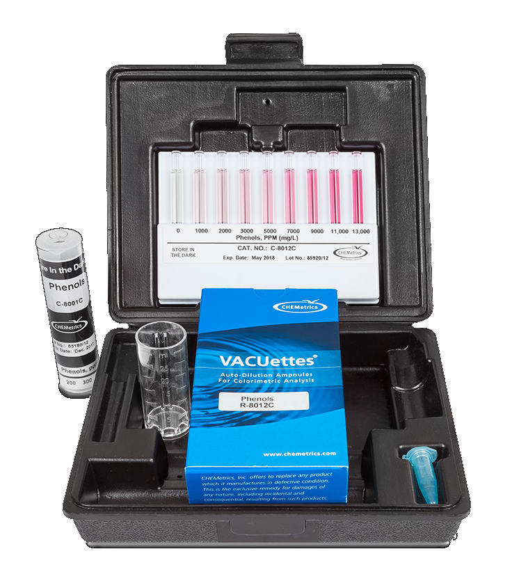 CHEMets รหัสสินค้าK-8012Cชุดทดสอบคุณภาพน้ำค่าฟีนอล,Phenols Visual High Range Kit,Meas.range:0～1000&0～13,000ppm